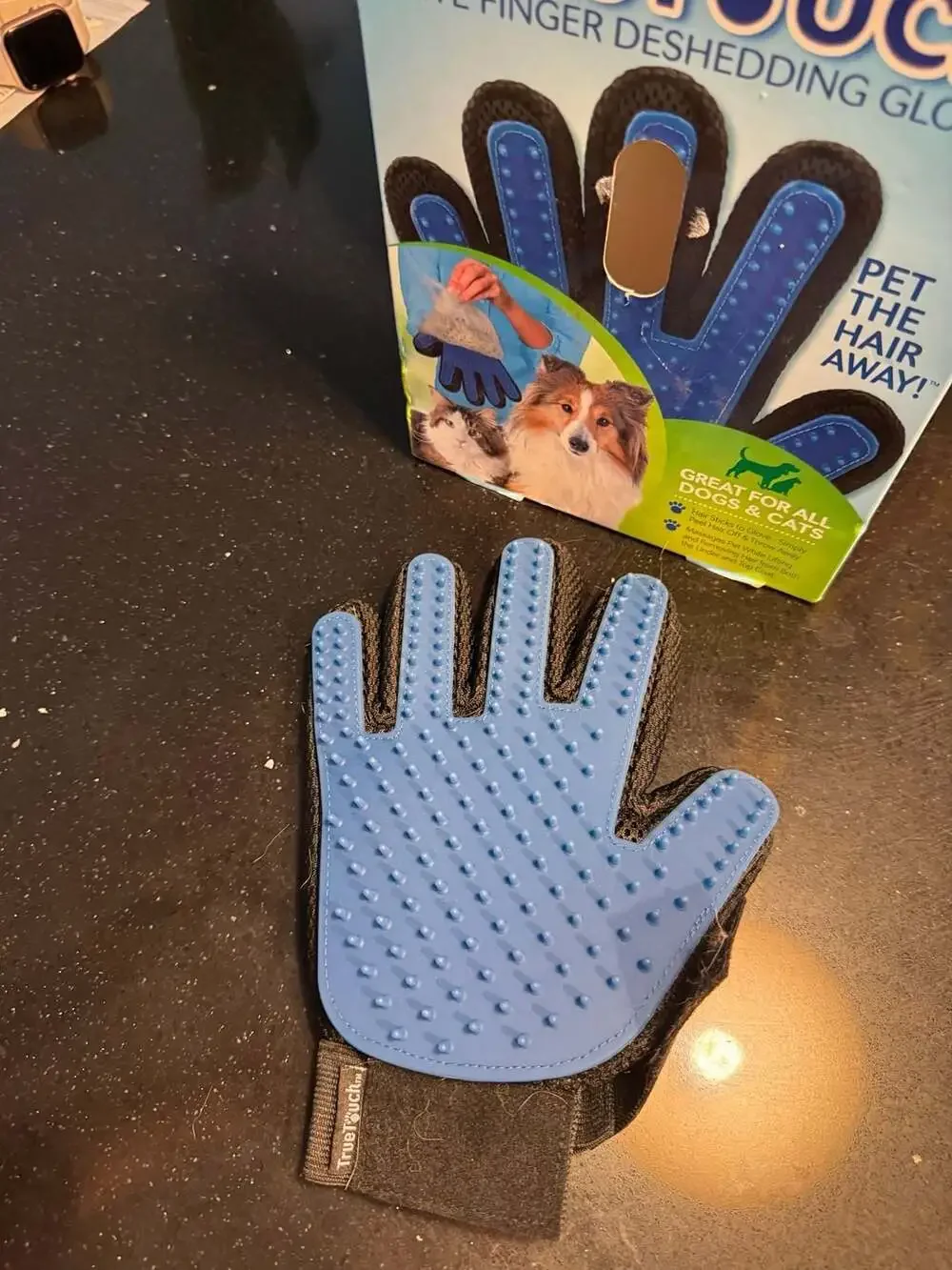 True Touch Five Finger Deshedding Pet Grooming Glove